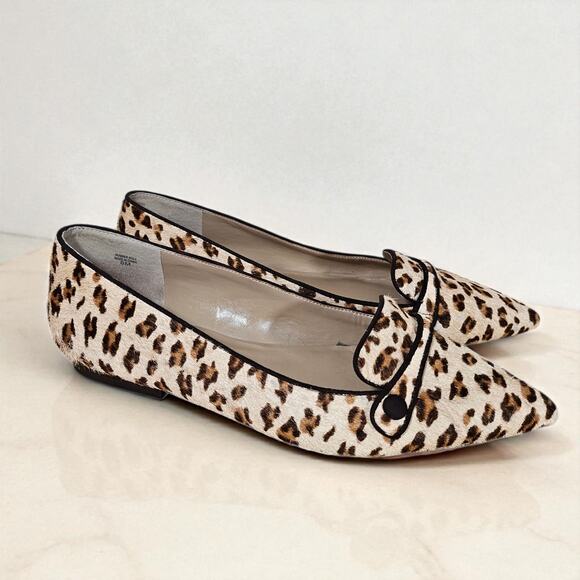 Ann Taylor Leopard Print Calf Hair Pointy Toe Flats - Picture 1 of 10